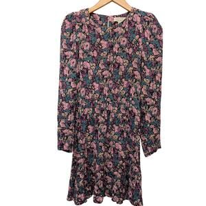 & Other Stories Puff Sleeve Mini Dress Multicolor Shoulder Pads‎ Flouncy Floral